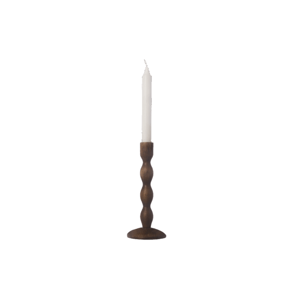 Ljusstake trä mörkbrun rundade - d9 h21 cm