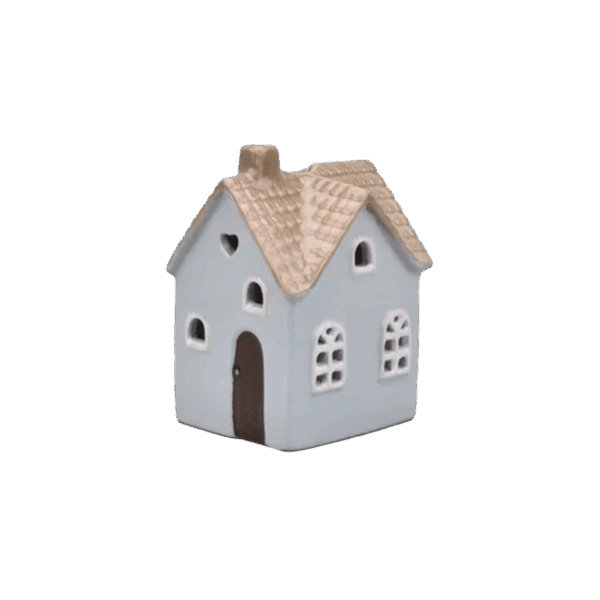 Keramikhus Blått,  H15xW10xD9cm