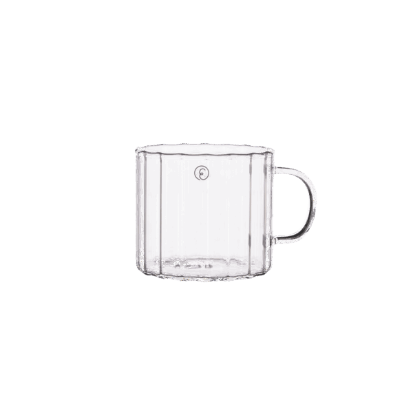 Glasmugg d8 h6 cm räfflad