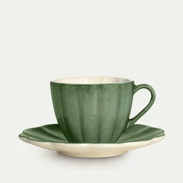 ENDAST WEBB Oyster Kopp med fat 25cl Forest Green