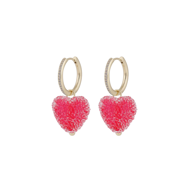 Sugar hearts pendant ear g/red - Onesize